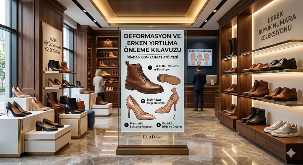 Ayakkabı deformasyon erken yırtılma ve taban açılmasını önlemeyi anlatan rehber görseli