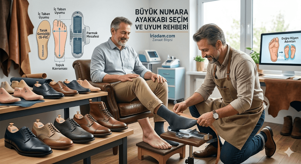 Büyük numara ayakkabı seçiminde doğru kalıp ve uyumu anlatan rehber görseli