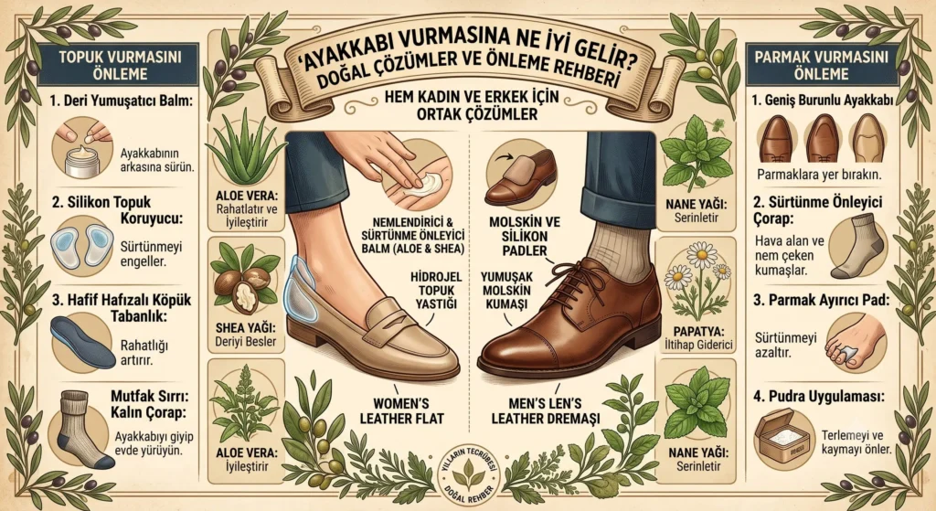 Ayakkabı vurmasını önlemek için kullanılabilecek geniş kalıplı ve comfort tabanlı hakiki deri ayakkabı anatomisi